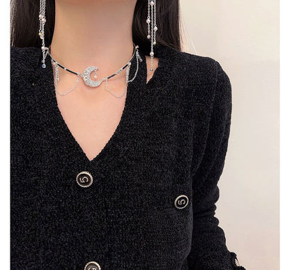 Alloy Earring / Choker Star Moon Fringed
