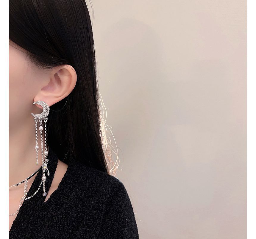 Alloy Earring / Choker Star Moon Fringed