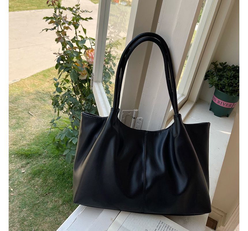 Shoulder Plain Leather Tote Faux