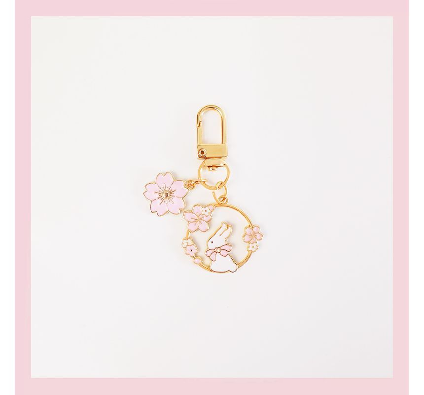 Rabbit / Floral Keyring