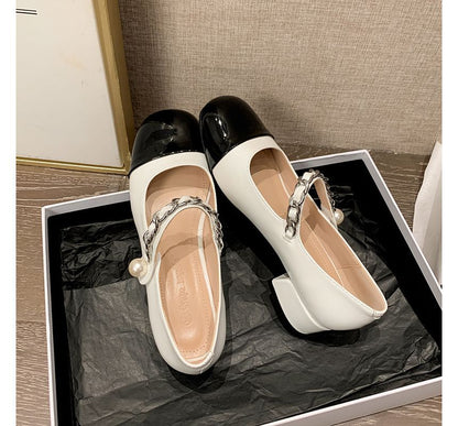 Jane Two-Tone Block Pumps Heel Mary