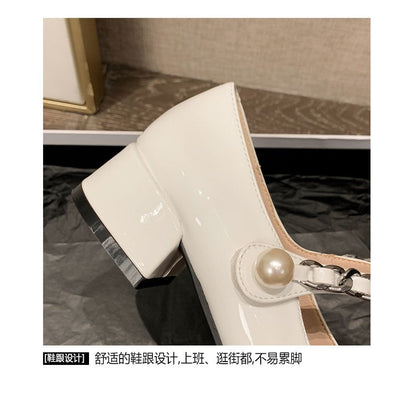 Jane Two-Tone Block Pumps Heel Mary