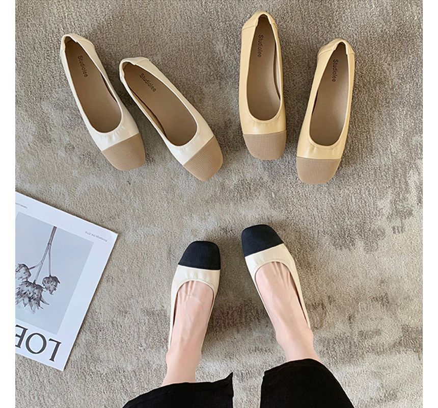 Flats Two-Tone Square-Toe