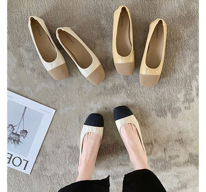 Flats Two-Tone Square-Toe