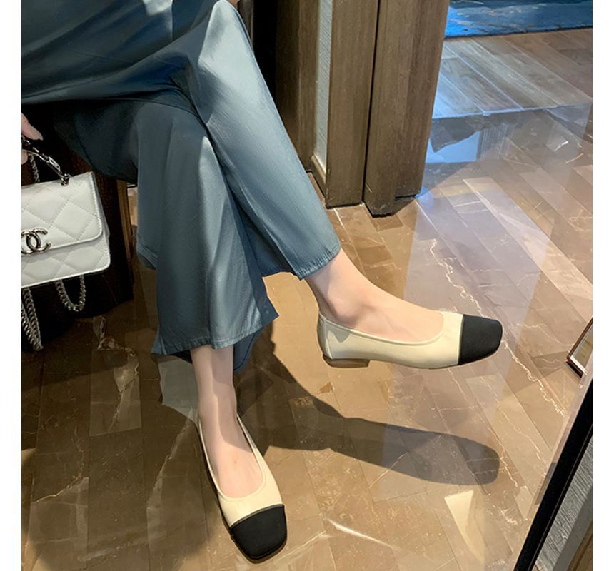 Flats Two-Tone Square-Toe