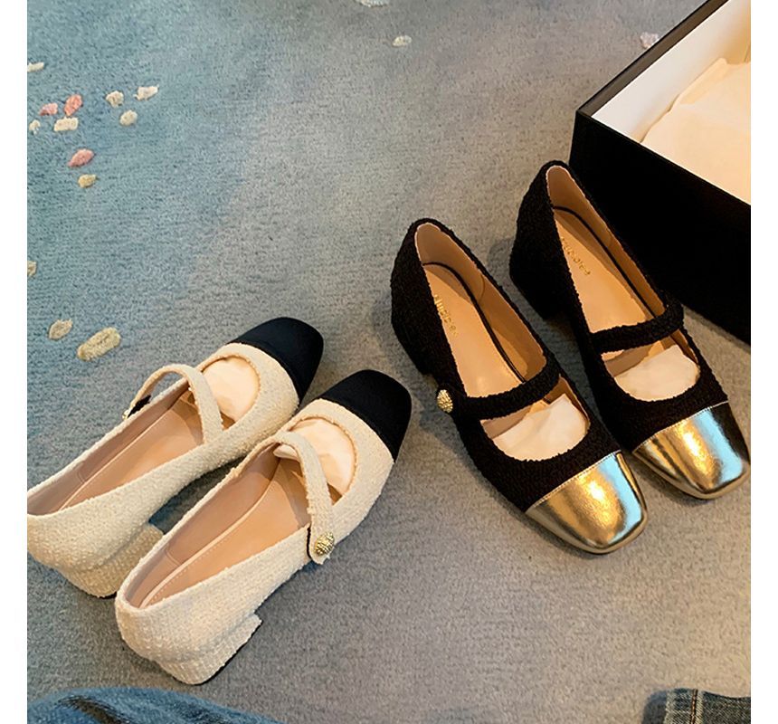 Pumps Block Jane Heel Cap-Toe Mary