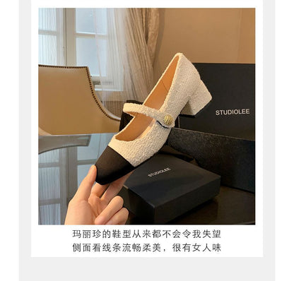 Pumps Block Jane Heel Cap-Toe Mary