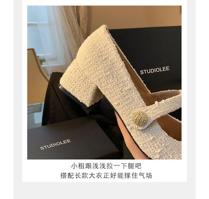 Pumps Block Jane Heel Cap-Toe Mary