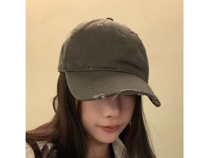 Cap Distressed Plain Baseball