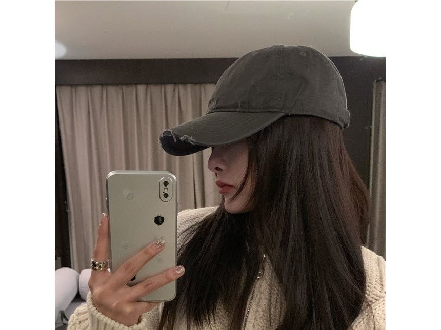 Cap Distressed Plain Baseball