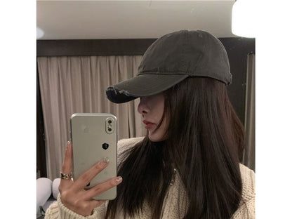 Cap Distressed Plain Baseball