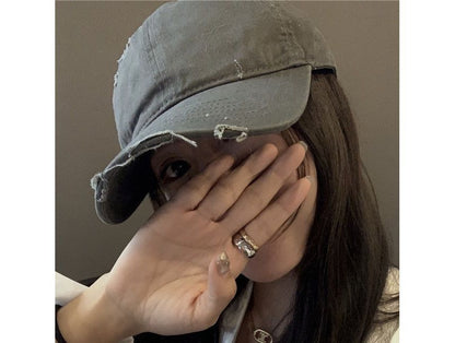 Cap Distressed Plain Baseball