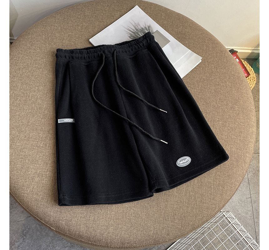 Lettering Drawstring Shorts Waist