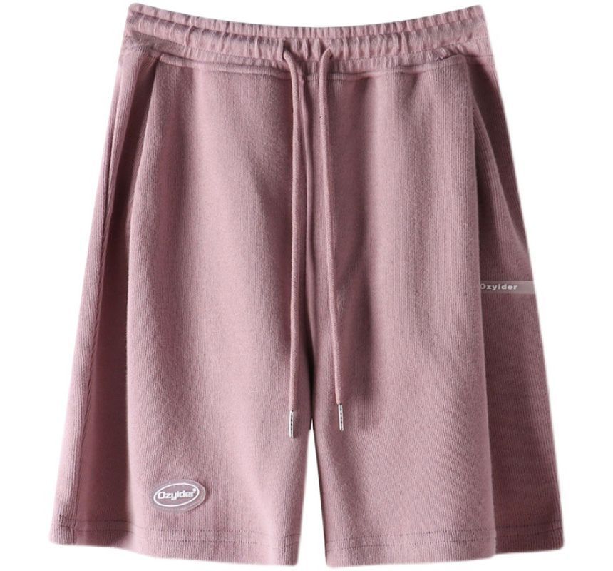 Lettering Drawstring Shorts Waist