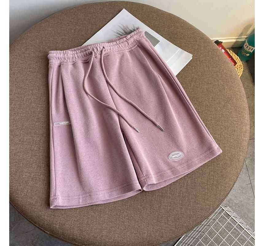 Lettering Drawstring Shorts Waist