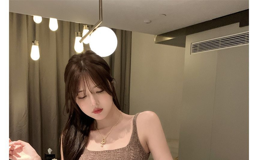 Dress Slim-Fit Spaghetti Mini Strap Knit