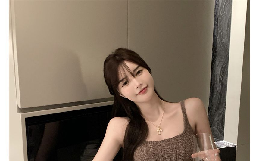 Dress Slim-Fit Spaghetti Mini Strap Knit