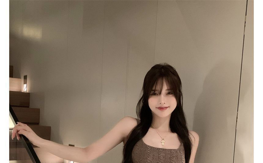 Dress Slim-Fit Spaghetti Mini Strap Knit