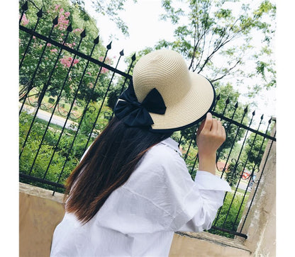 Bow Hat Piped Sun Straw