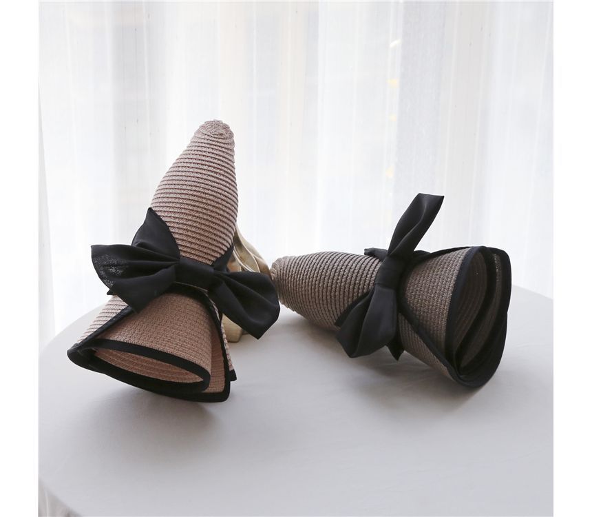 Bow Hat Piped Sun Straw