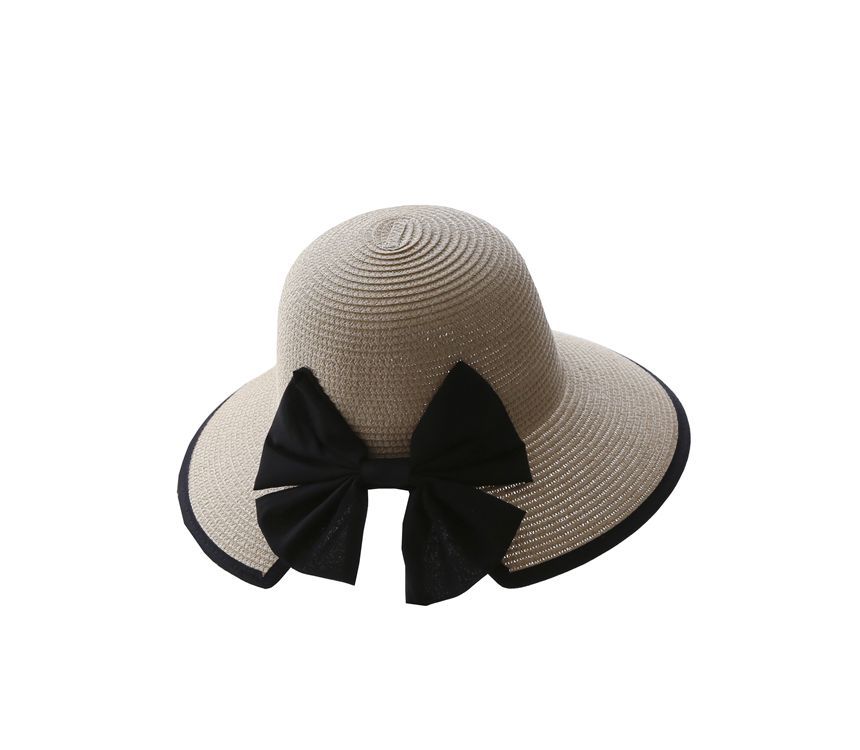 Bow Hat Piped Sun Straw