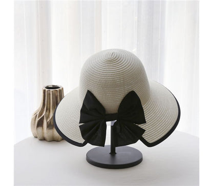 Bow Hat Piped Sun Straw