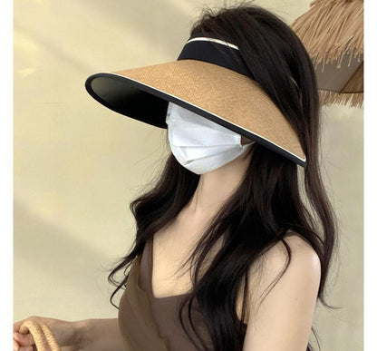 Piped Hat Sun Straw
