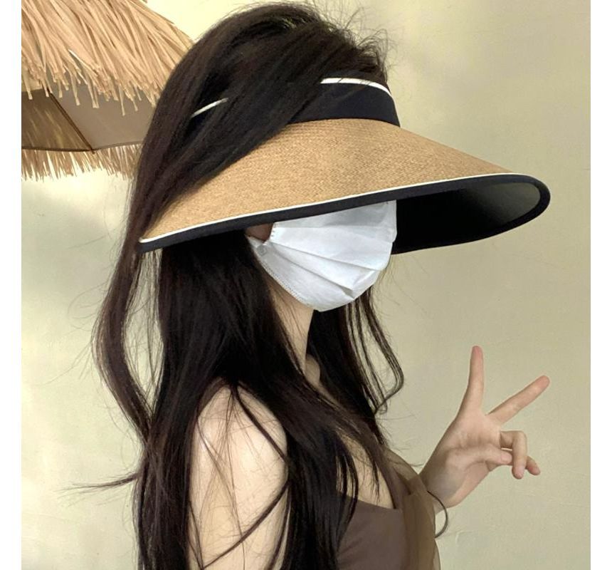 Piped Hat Sun Straw