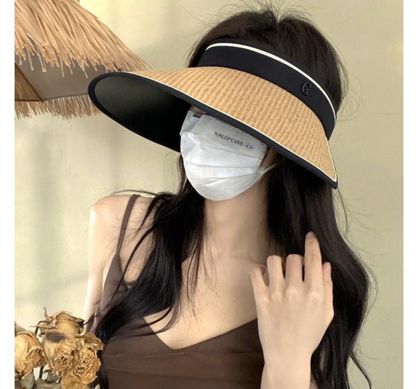 Piped Hat Sun Straw