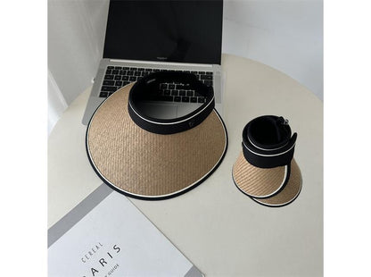 Piped Hat Sun Straw