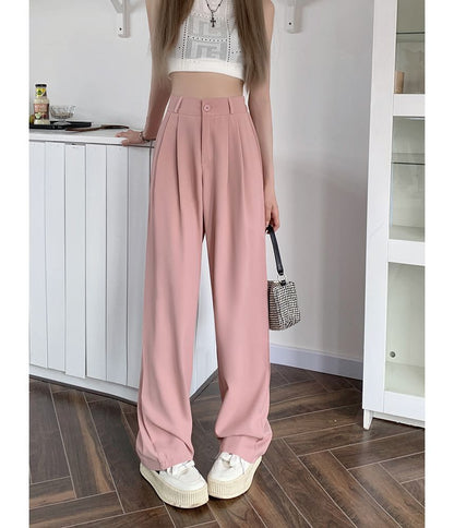 High Waist Plain Wide Leg Dress Pants