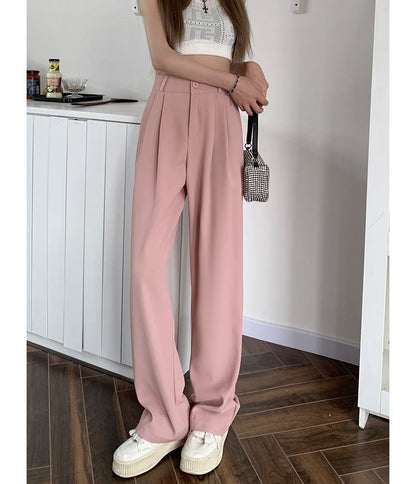 High Waist Plain Wide Leg Dress Pants