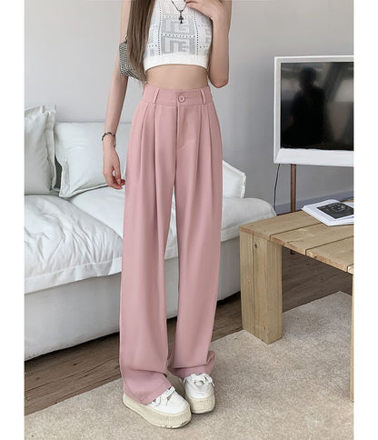 High Waist Plain Wide Leg Dress Pants