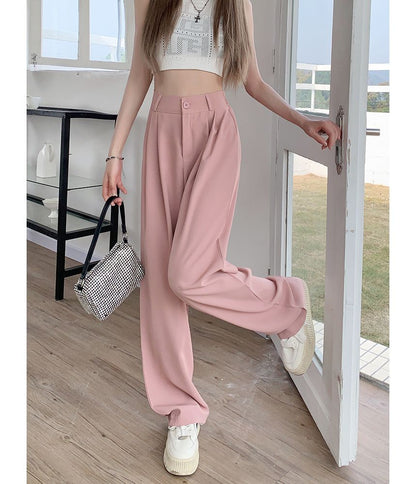 High Waist Plain Wide Leg Dress Pants