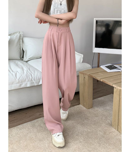 High Waist Plain Wide Leg Dress Pants