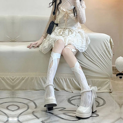 Plain Cutout Lace Socks Egirldoll