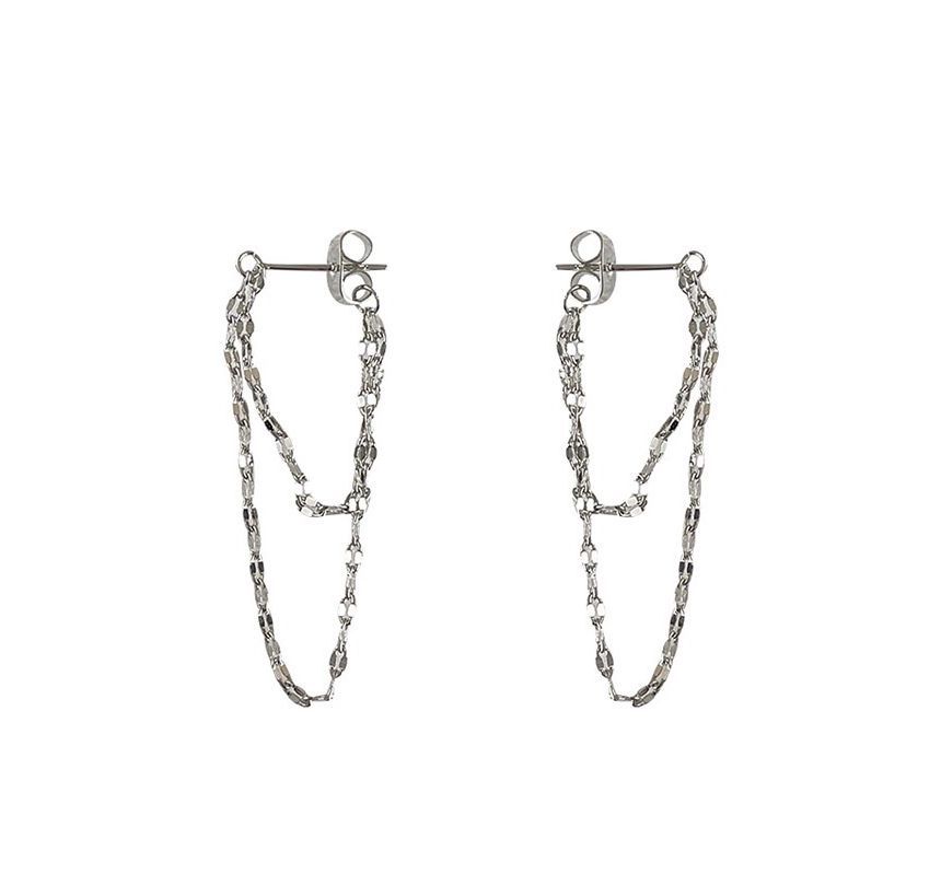 Layered Chained Alloy Dangle Earring