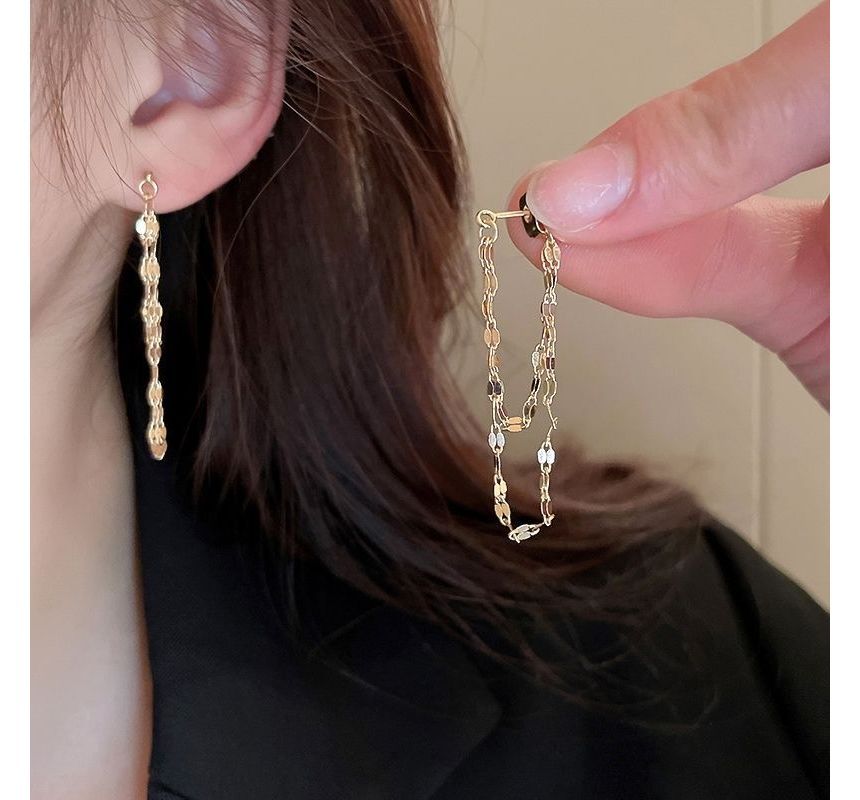 Layered Chained Alloy Dangle Earring