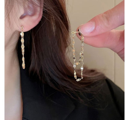 Layered Chained Alloy Dangle Earring