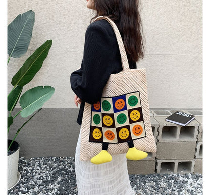 Crochet Bag Tote Smiley Face