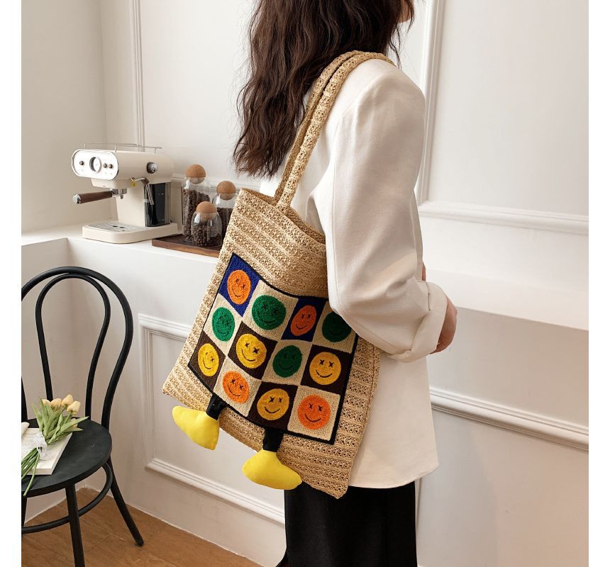 Crochet Bag Tote Smiley Face