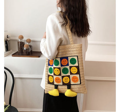 Crochet Bag Tote Smiley Face