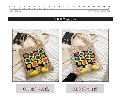 Crochet Bag Tote Smiley Face