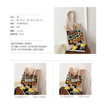 Crochet Bag Tote Smiley Face