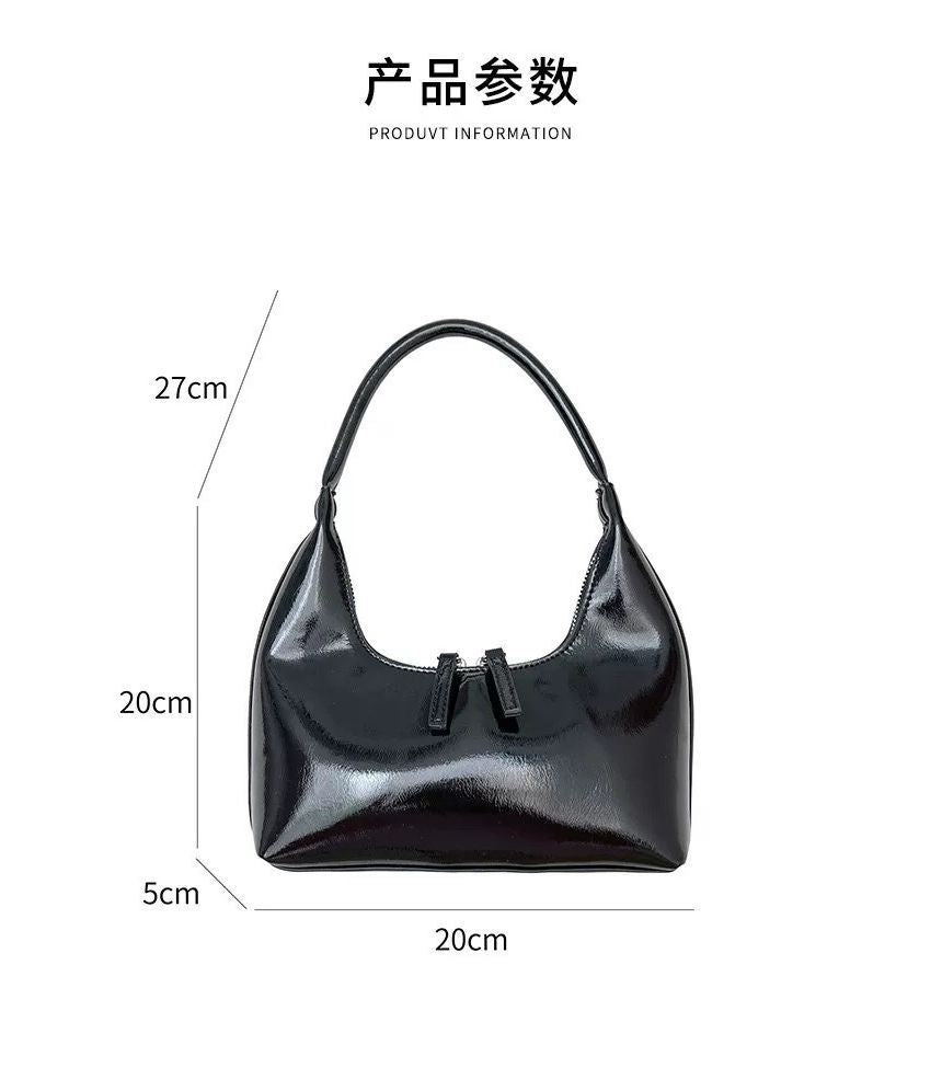 Zip Shoulder Bag Leather Faux Plain