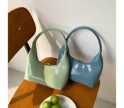 Zip Shoulder Bag Leather Faux Plain