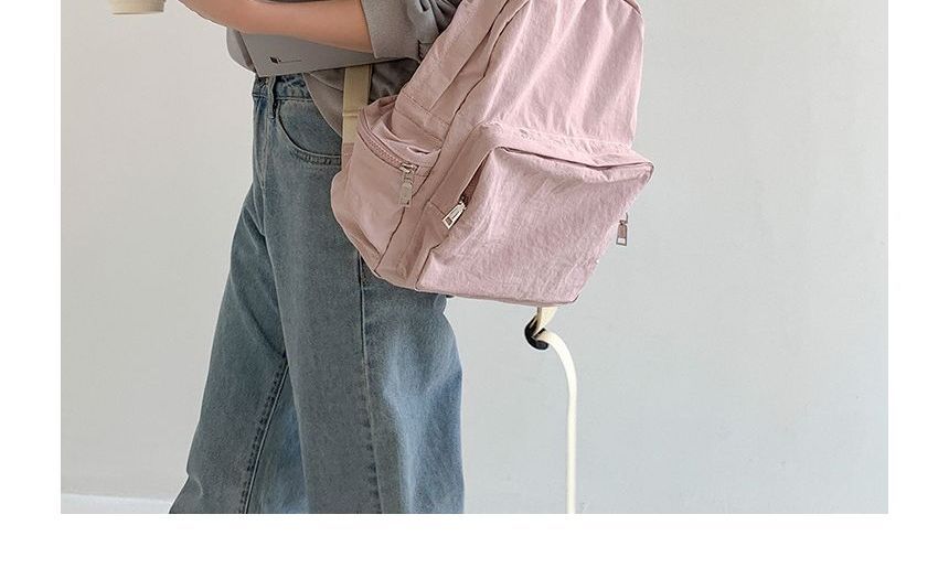 Nylon Plain Zip Backpack