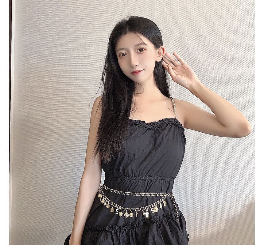 Layered Waist Leather Faux Belt Alloy Chain Fringed