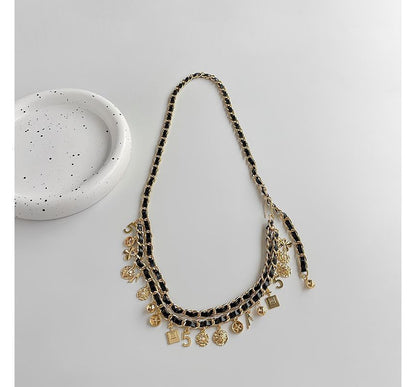 Layered Waist Leather Faux Belt Alloy Chain Fringed