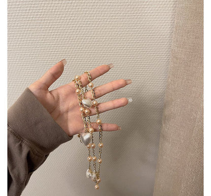 Belt Chain Faux Waist Pearl Alloy Heart